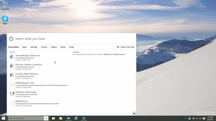 cortana on windows 10