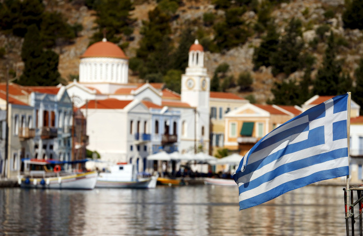 Greece flag town