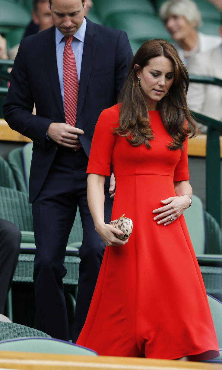 [8:56] Britain's Catherine Duchess of Cambridge and Prince William (L) return to the royal box after a rain delay on Centre Court at the Wimbledon Tennis Championships in London
