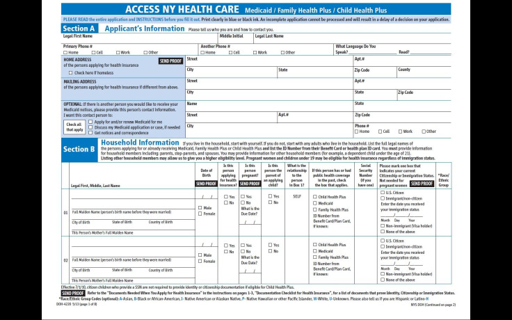 NY Medicaid Application Top