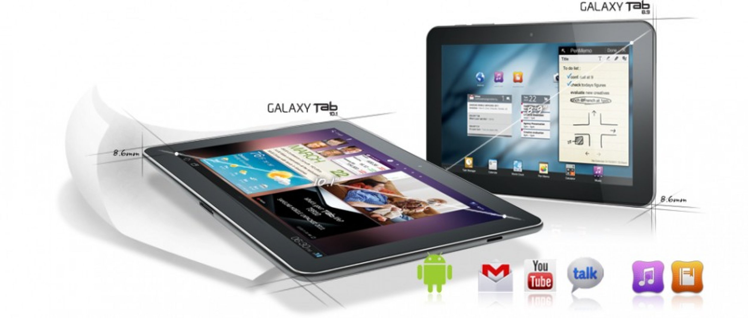 Samsung Galaxy Tab 10.1 and 8.9