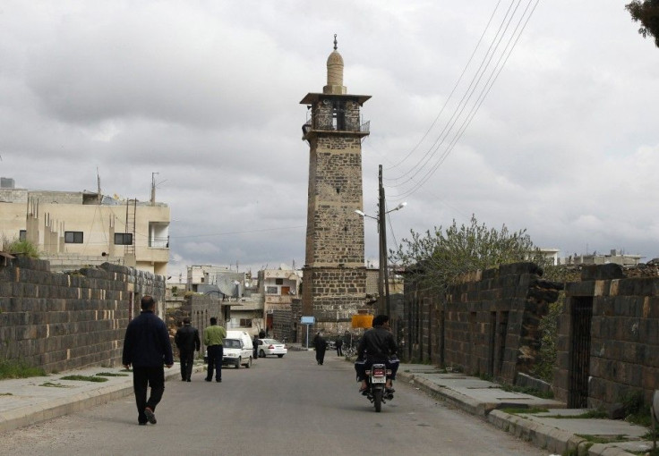The minaret of Omari mosque is seen at the old city of Deraa