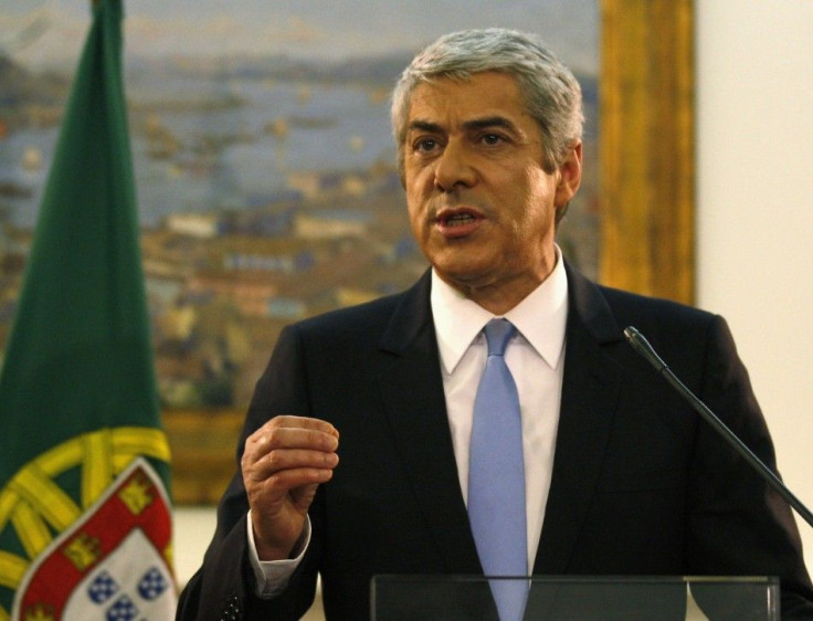 Portuguese Prime Minister Jose Socrates announces his resignation to journalists during a news conference at his official residence in Sao Bento in Lisbon