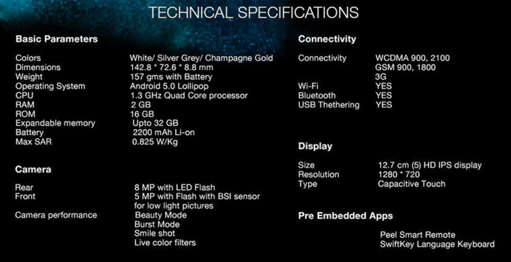 Karbonn Mach 5 specs