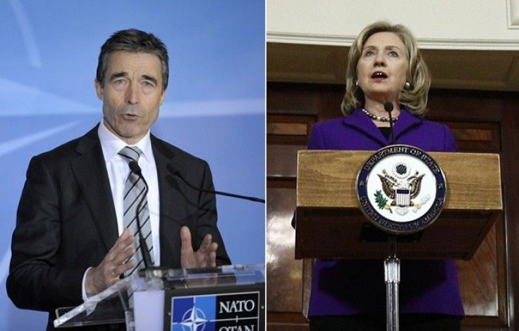 NATO Secretary General Anders Fogh Rasmussen (left) and U.S. Secretary of State Hillary Clinton 