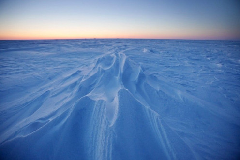 Wind patterns are left in the ice pack that covers the Arctic Ocean north of Prudhoe Bay, Alaska