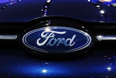 The Ford logo on a car.