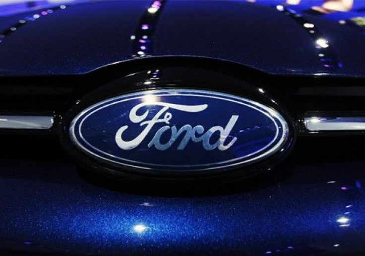 The Ford logo on a car.