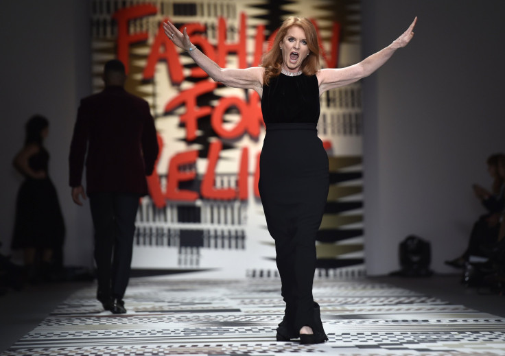 [10:30] Sarah, Duchess of York, presents a creation at the Fashion for Relief charity catwalk show 