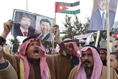 Supporters of Jordan's King Abdullah take part in a demonstration in support of the King in Amman