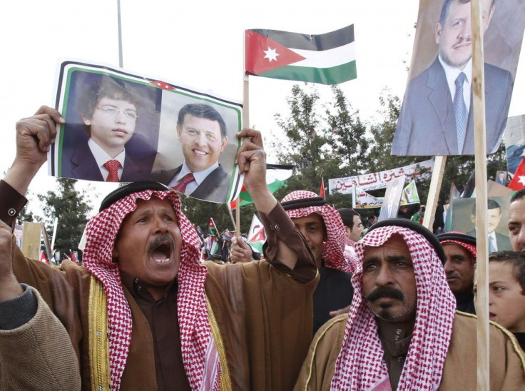 Supporters of Jordan's King Abdullah take part in a demonstration in support of the King in Amman
