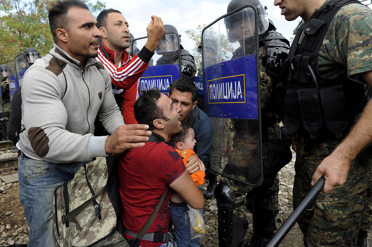 Macedonian police at the border with Greece