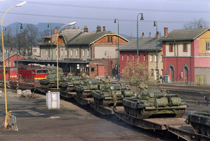 Soviet military train with tanks