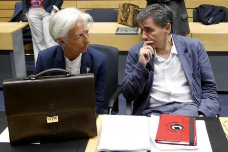 IMF's Christine Lagarde, Greece's Euclid Tsakalotos, July 12, 2015
