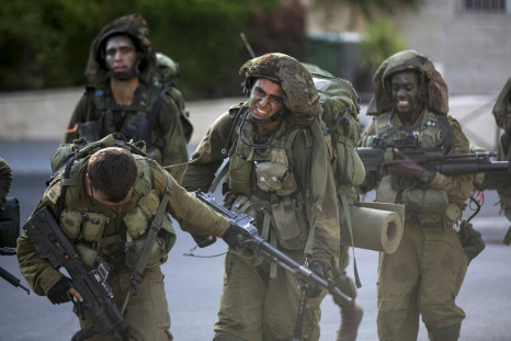 Israeli soldiers during a training march