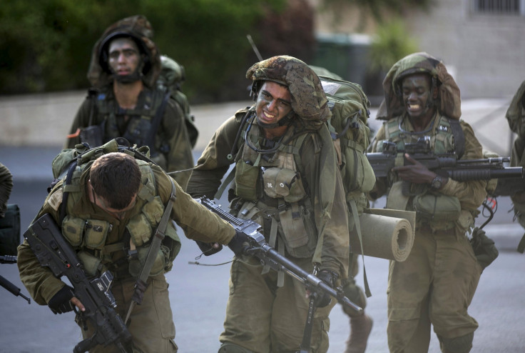 Israeli soldiers during a training march