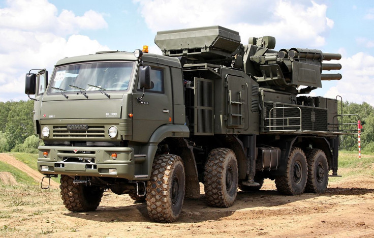 Pantsir-S1 Missile defense system at a range in Russia. 