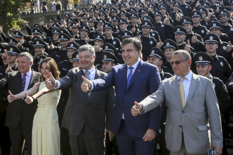 Mikheil Saakashvili standing beside Ukrainian President Petro Poroshenko
