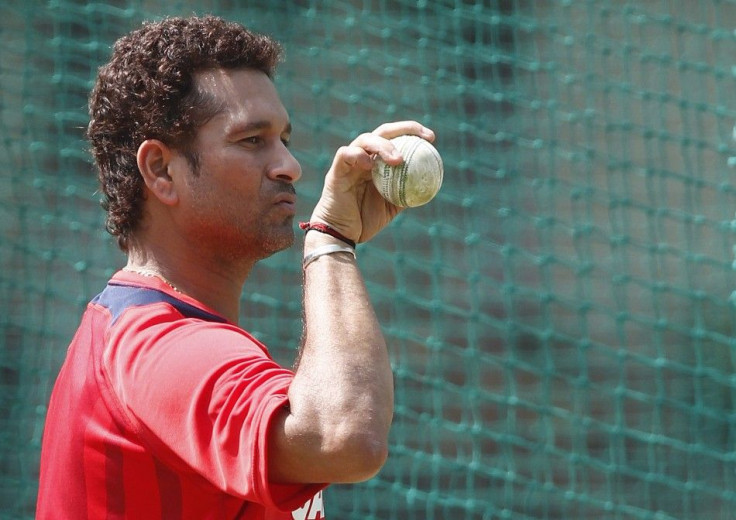 India's Tendulkar attends a practice session ahead of their Cricket World Cup semi-final match against Pakistan, in Mohali.