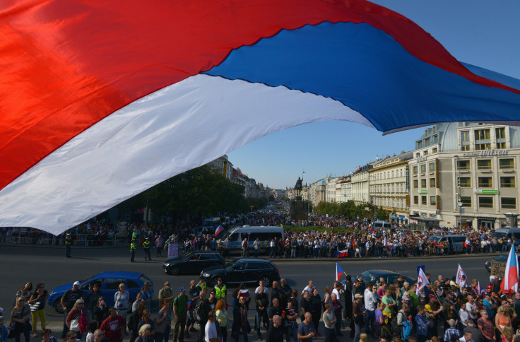 Czech Republic flag, protest