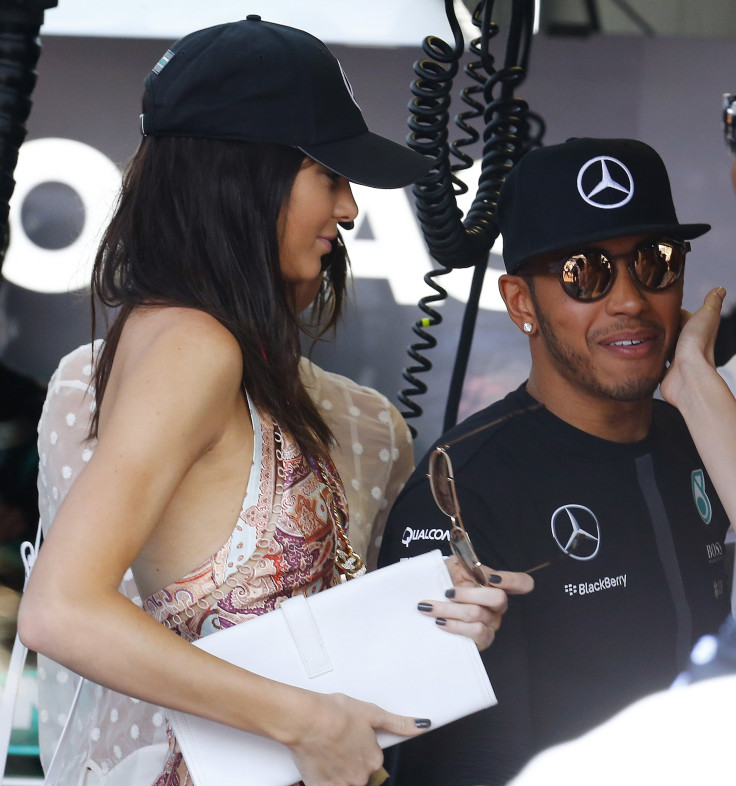 Kendall Jenner (L) and Lewis Hamilton (R)