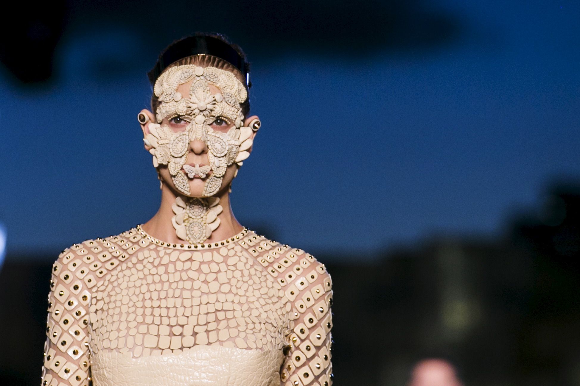 1157 A model presents a creation from the Givenchy SpringSummer 2016 collection