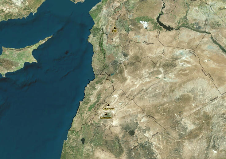 damascus, qalamoun, idlib map