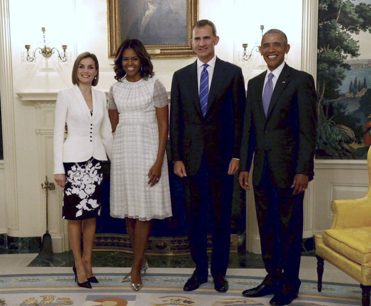 [08:40] Spain's Queen Letizia, U.S. First Lady Michelle Obama, Spain's King Felipe and U.S. President Barak Obama