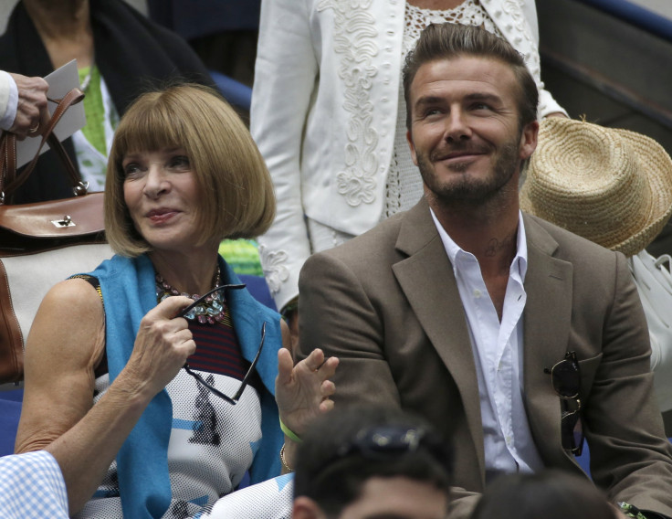 [10:06] English soccer star David Beckham sits next to Anna Wintour, editor-in-chief of American Vogue