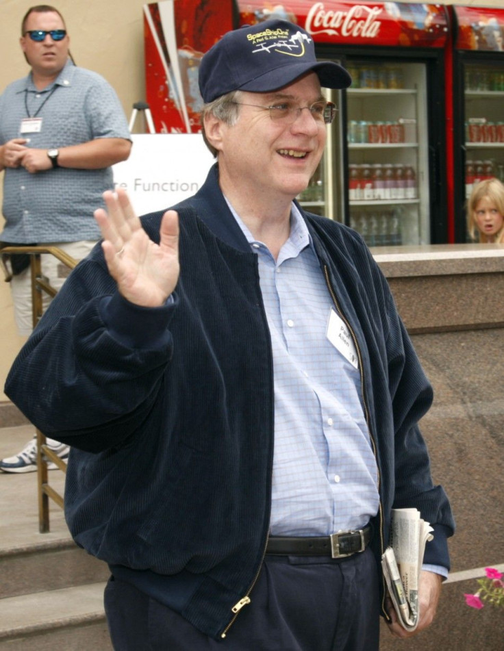 Microsoft co-founder Allen waves during lunch at Allen and Co. conference at Sun Valley Resort