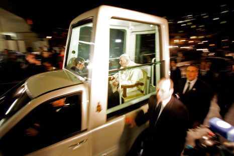 Pope John Paul cruising in Popemobile 