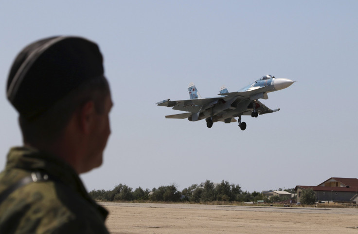 A Russian flying during a drill