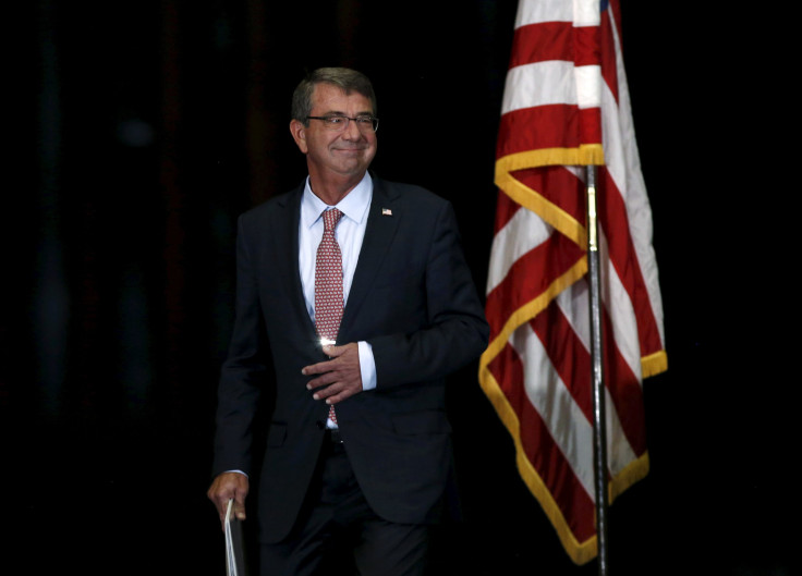 Ashton Carter after giving a speech