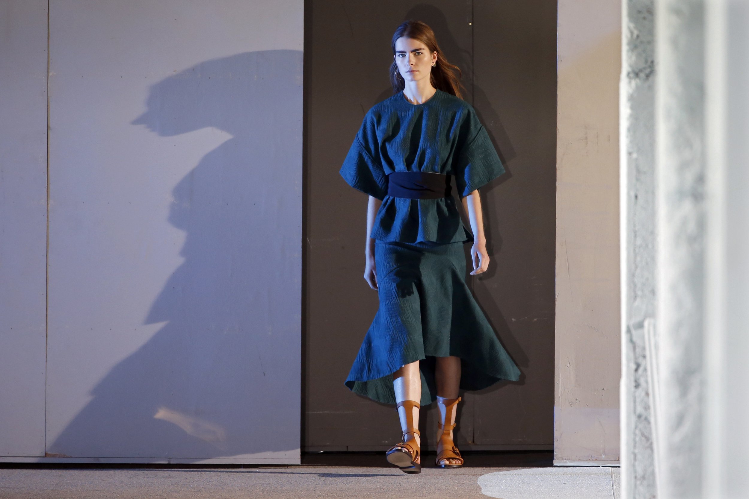 1014 A model presents a creation by Belgian designer Cedric Charlier 