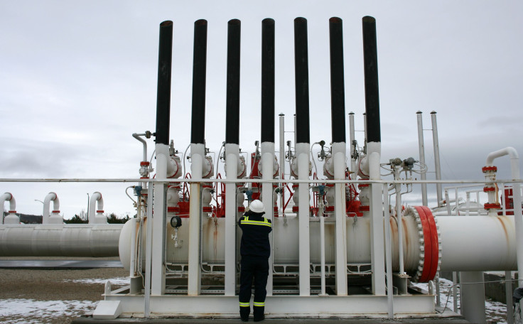 A Turkish gas pipeline worker checks valves