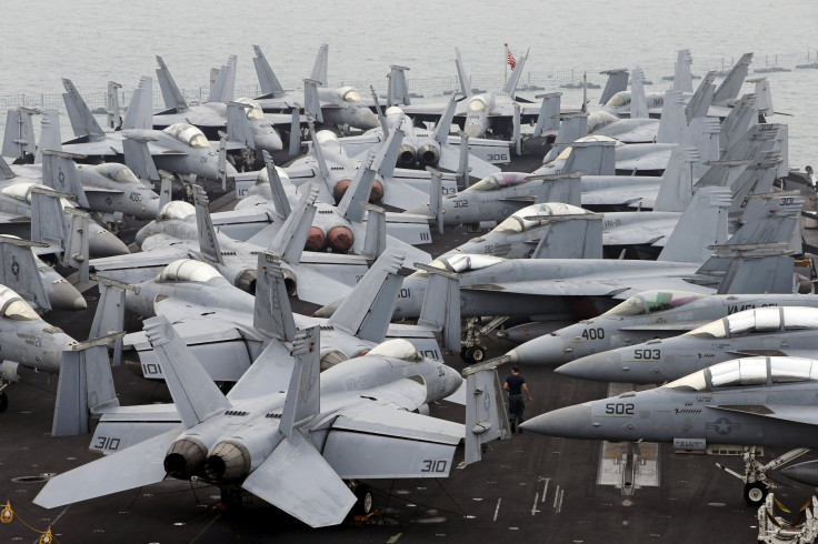 U.S. jets on the flight deck of the USS Theodore Roosevelt