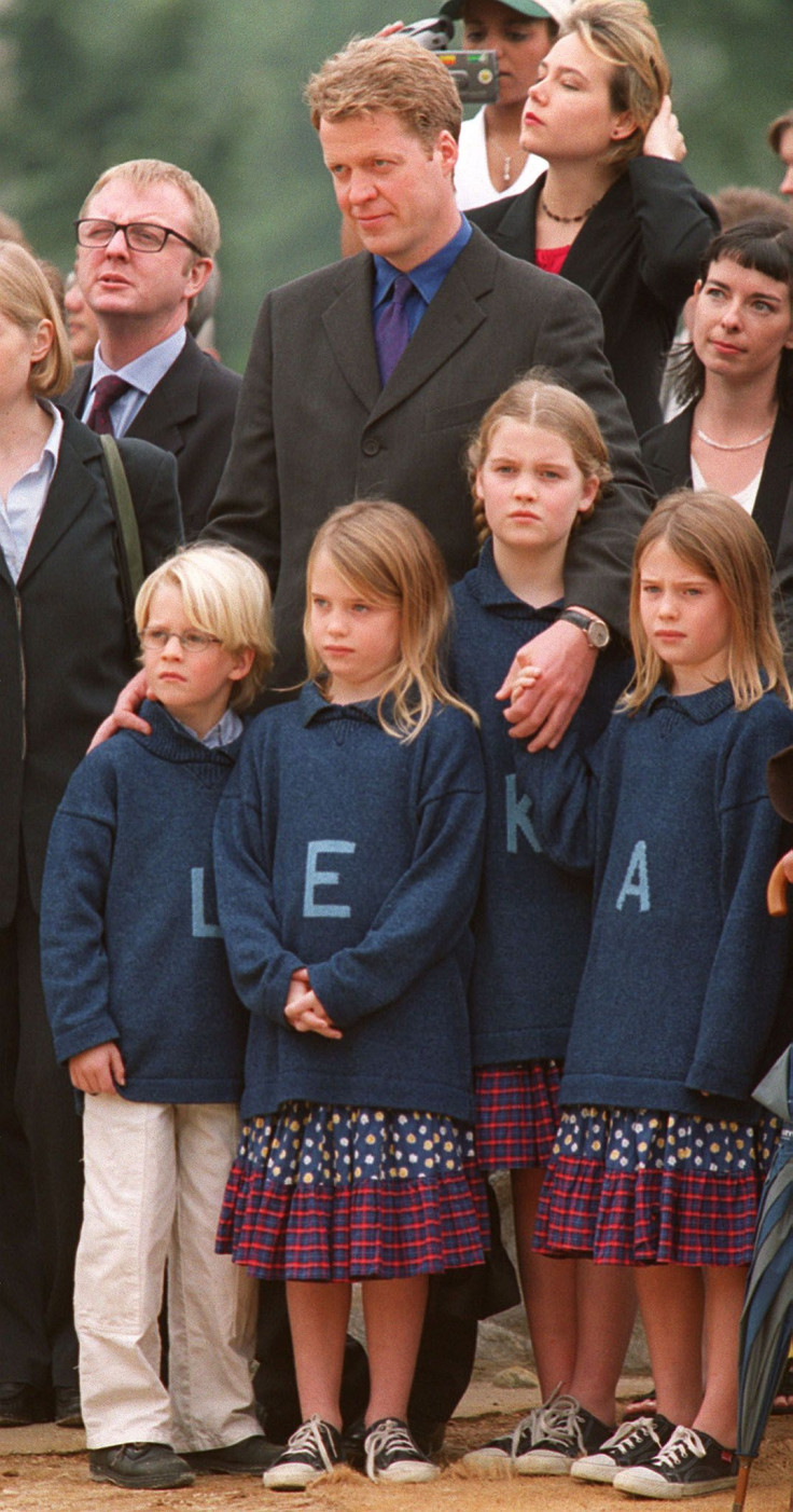 [08:47] A June 30, 2000 file picture shows Earl Spencer and his children (L to R) Louis, Eliza, Kitty and Amelia, watching the opening of a playground in Hyde Park dedicated to the memory of his sister Diana, Princess of Wales