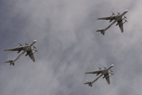 Tupolev Russian bombers fly in formation 