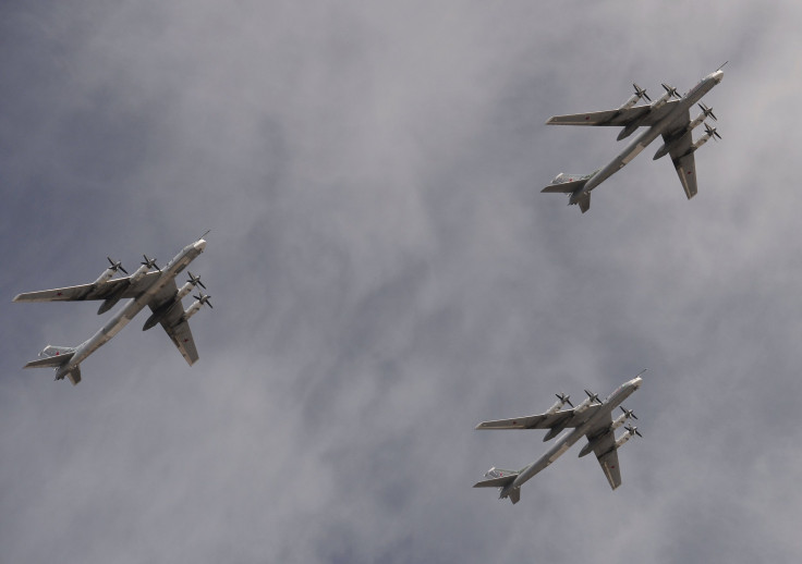 Tupolev Russian bombers fly in formation 