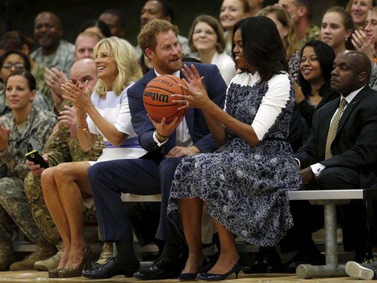 [09:14] JIll Biden, Prince Harry and Michelle Obama at Fort Belvoir, Virginia.