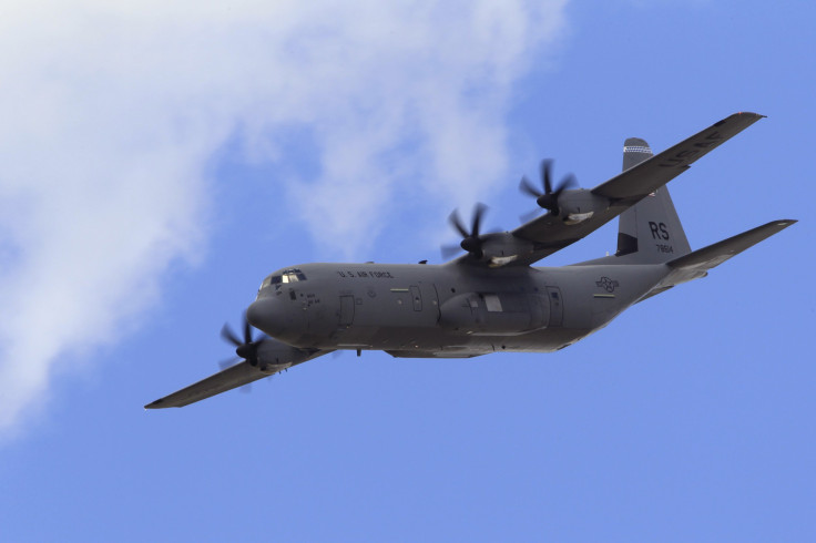 A U.S. C-130J Hercules aircraft taking off