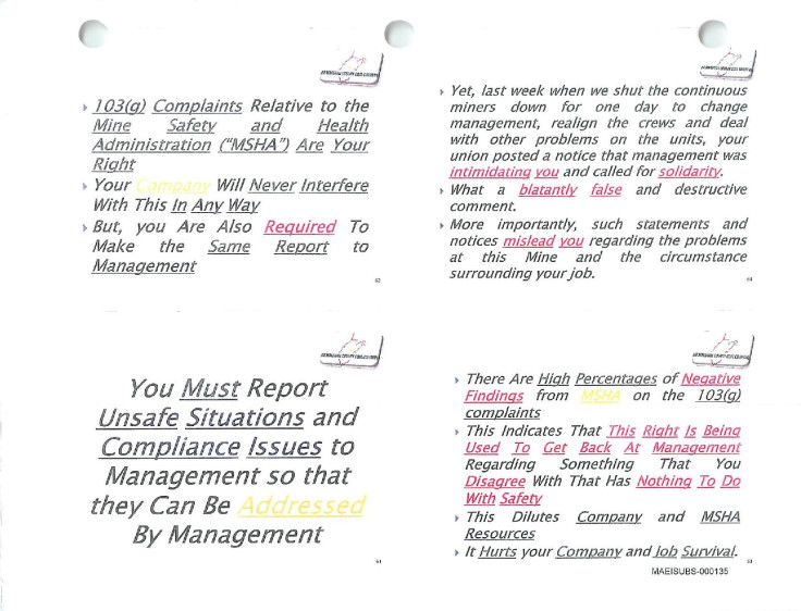 Slide About Complaints At Marshall Mine