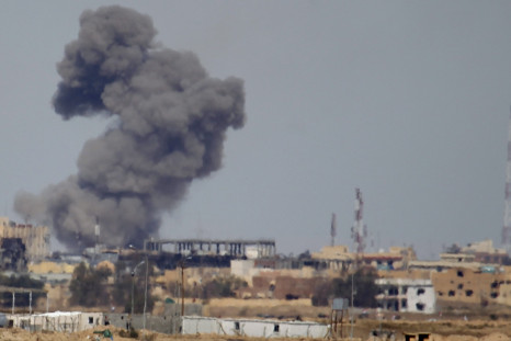 Smoke rises above Tikrit, Iraq after a U.S. airstrike against the Islamic State group.