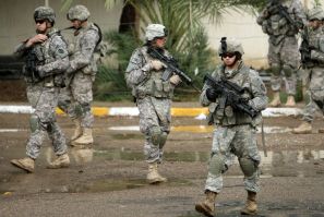 U.S. soldiers on patrol in Iraq. 