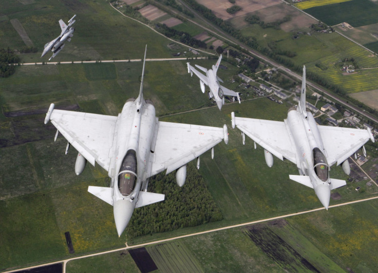 Euro fighter Typhoon in formation over the Baltics. 