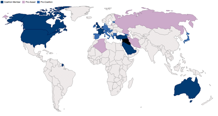 Map of US-led coalition against ISIS