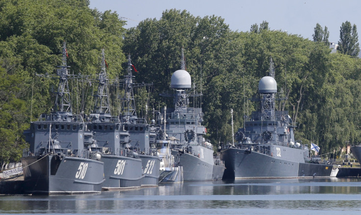Russian ships at the Kaliningrad military base in the Baltic Sea