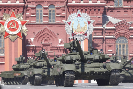 The T-90 tank during rehearsals in Moscow.