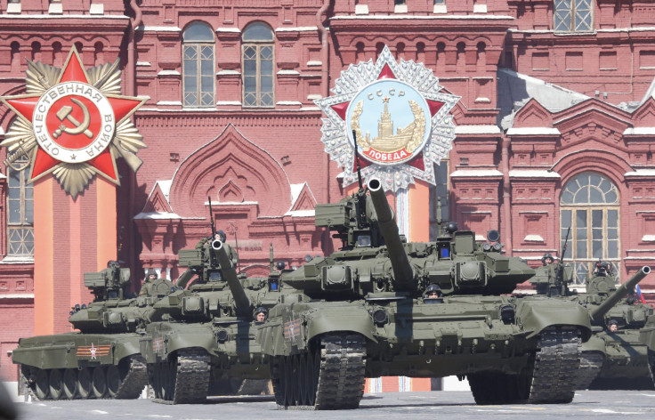 The T-90 tank during rehearsals in Moscow.