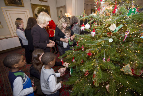 Britain's Camilla, Duchess of Cornwall decorates Christmas tree with kids